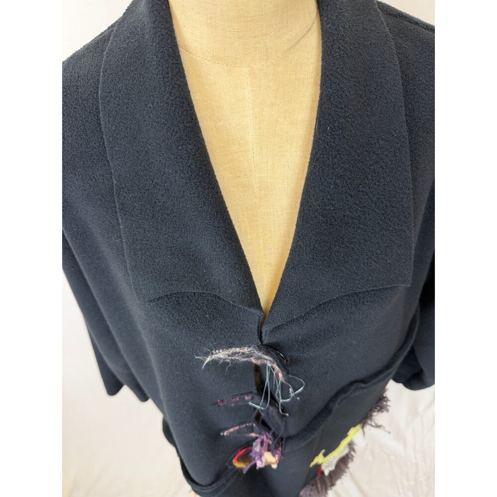 GISELLE SHEPATIN Black Embellished Coat Art to Wear Fleece OS #1-0168 - Picture 6 of 11